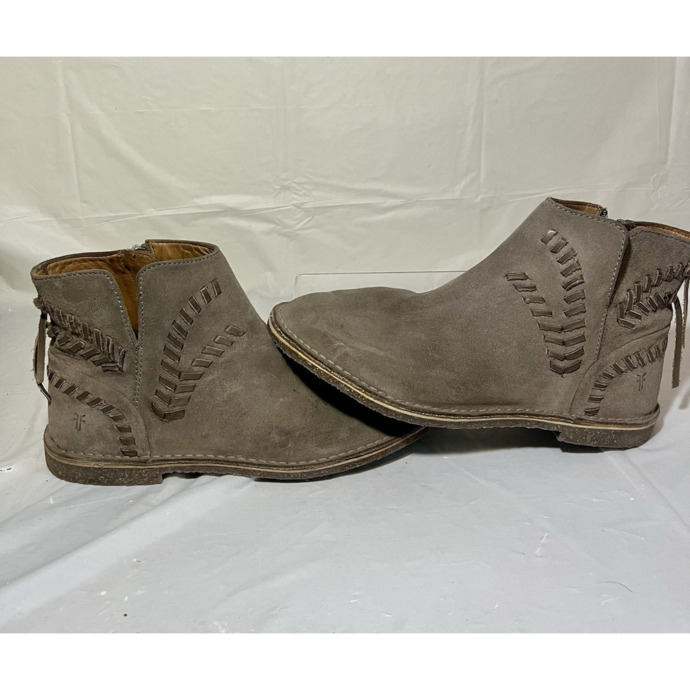 Frye Sierra Whipstitch Suede Tan Boho Crepe Festival Bootie Size 9.5M - Picture 5 of 11